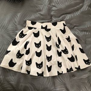 black cat mini skirt zipper back